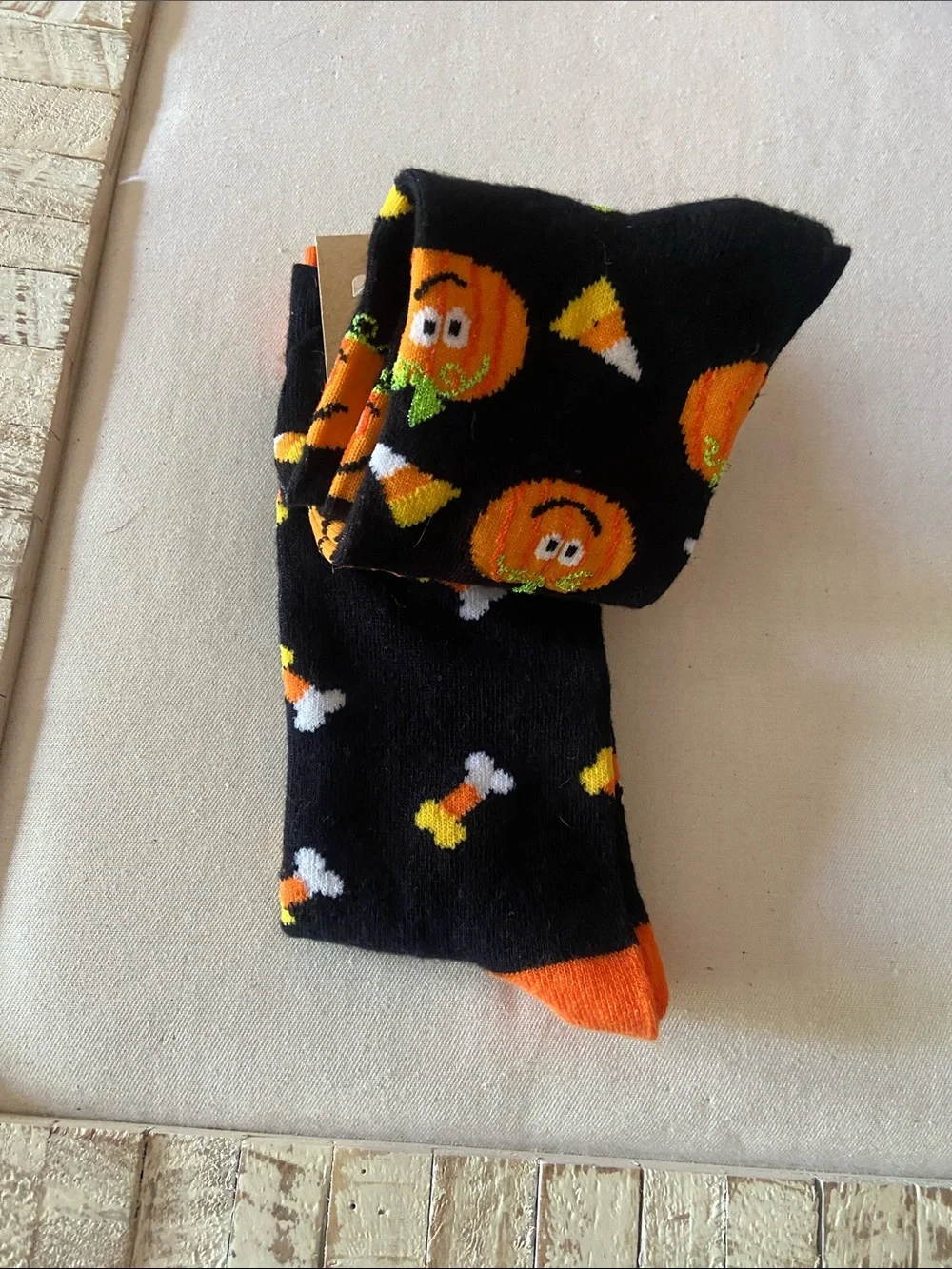 Women's Black & Orange Halloween Dog Crew Socks - 2 Pair
